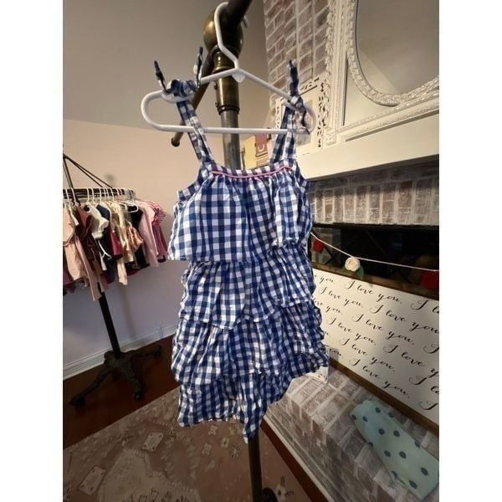 Crewcut gingham blue dress size 5